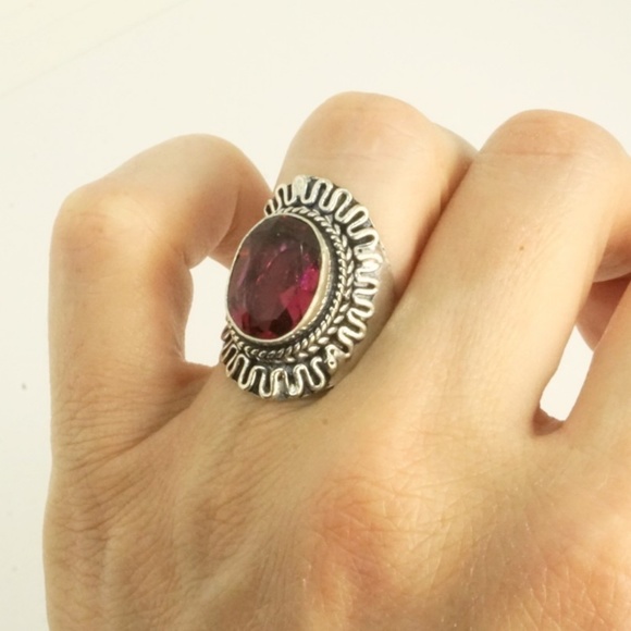 Sterling Plated African Amethyst Ring - Picture 3 of 6